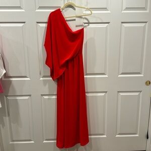 Tyche one-shoulder dress Red. Elegant. Sz S. NWT.